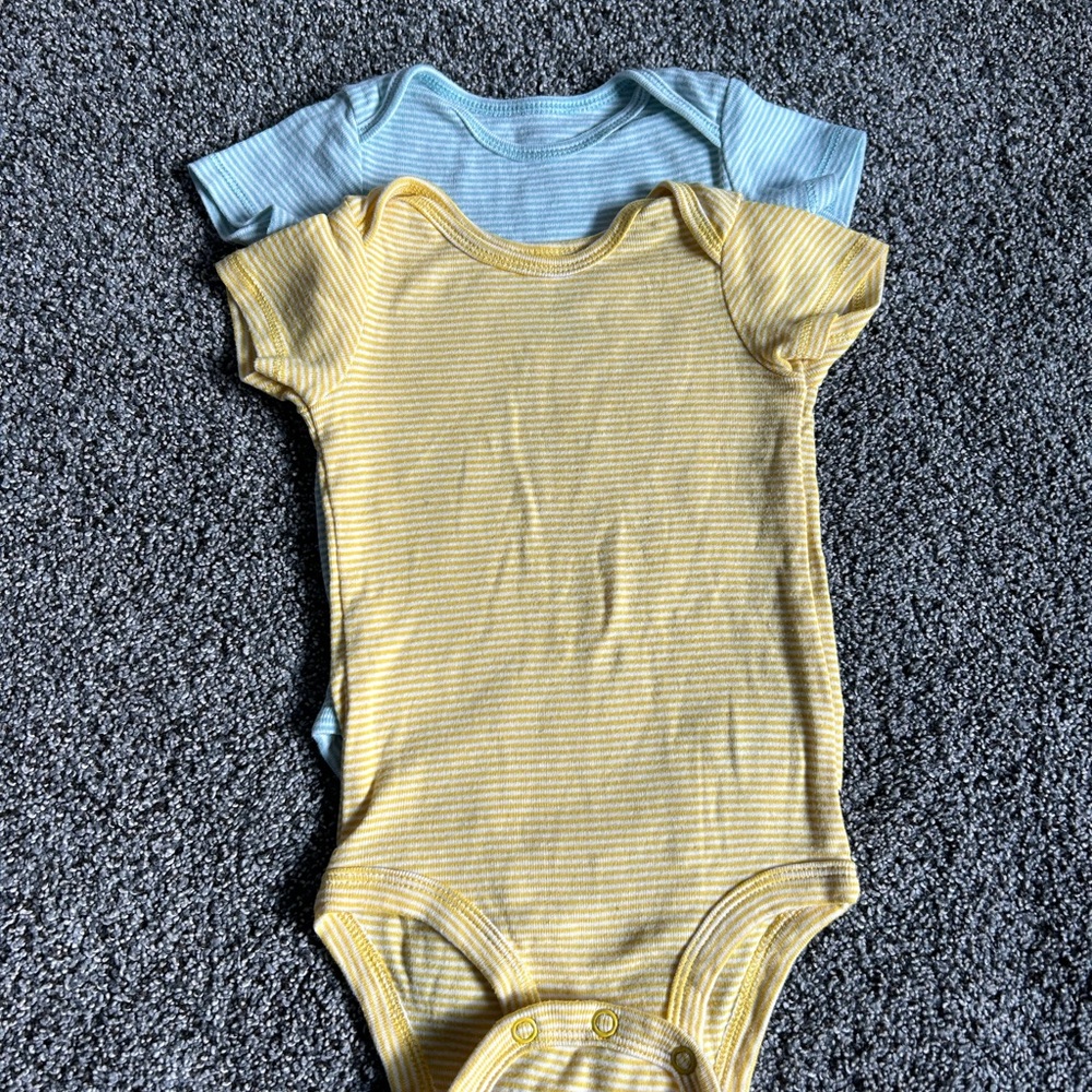 Carter's Yellow and Blue Striped Bodysuits